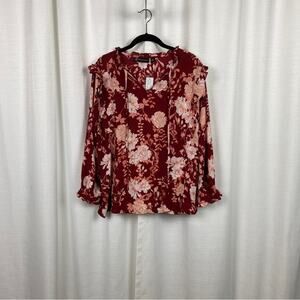 New York&Company Burgundy Floral Blouse Sz.XXL NWT